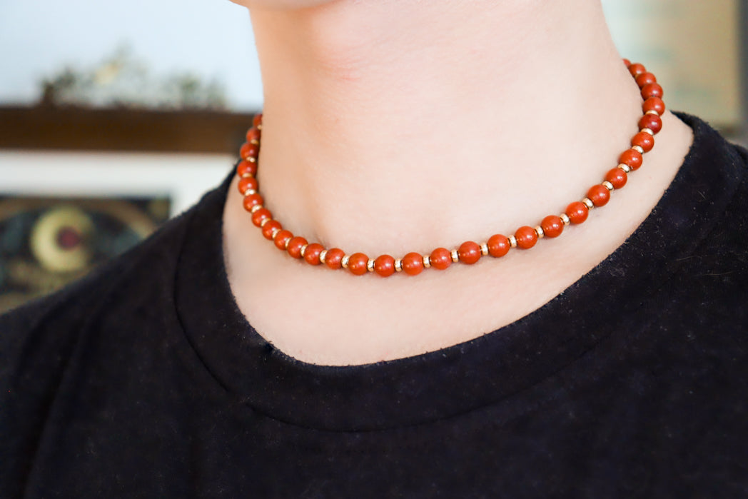 CIRCÉ | Red Jasper and 18 and 24 carat gold-plated necklace